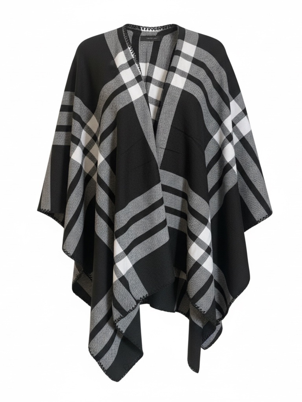 Checked Black & White Wrap Cape